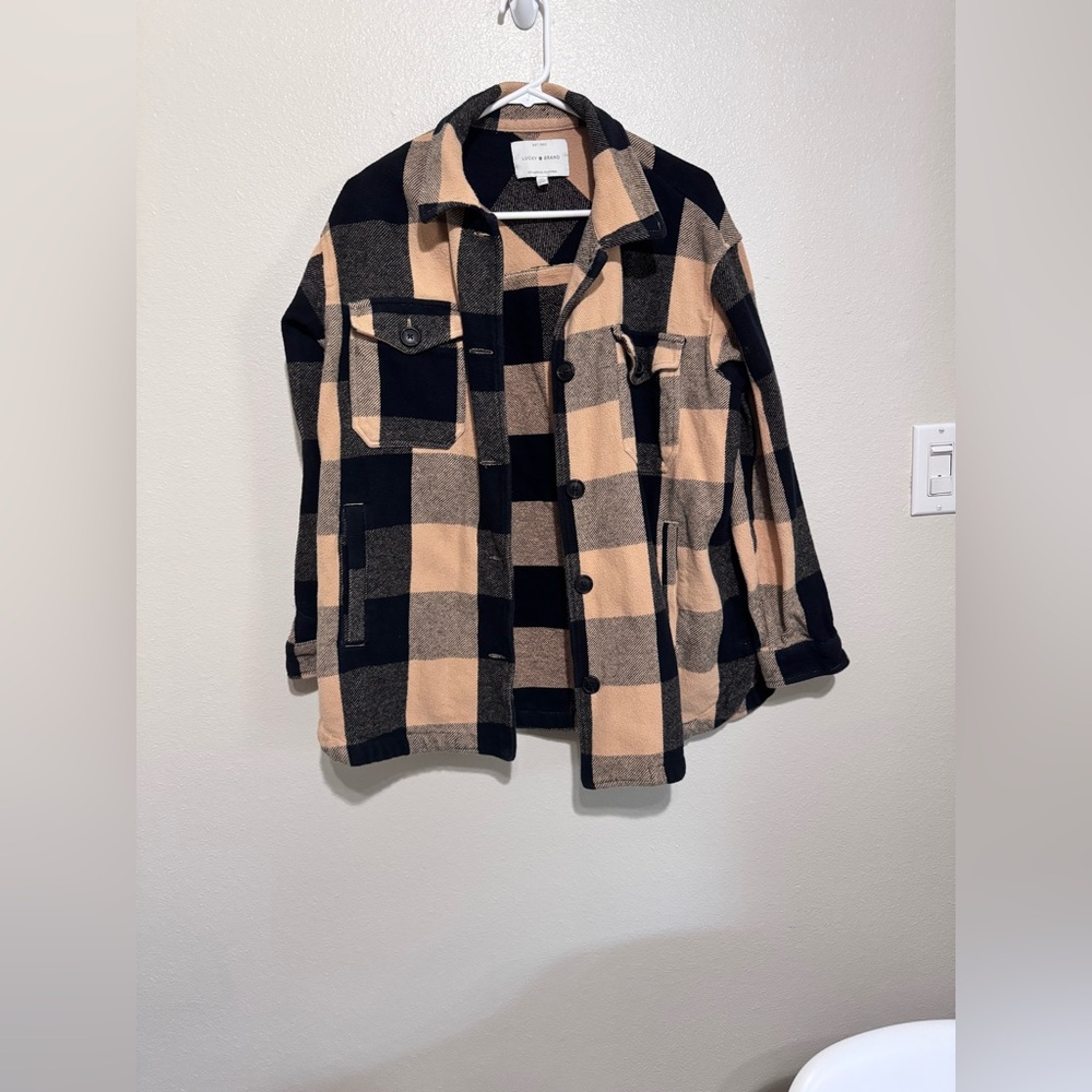 Lucky Brand Black and Tan Checkered Jacket